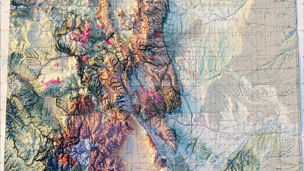 Colorado geology raised relief map