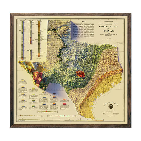 Vintage Relief Map Prints | Shaded Detail with Frame Options – Muir Way