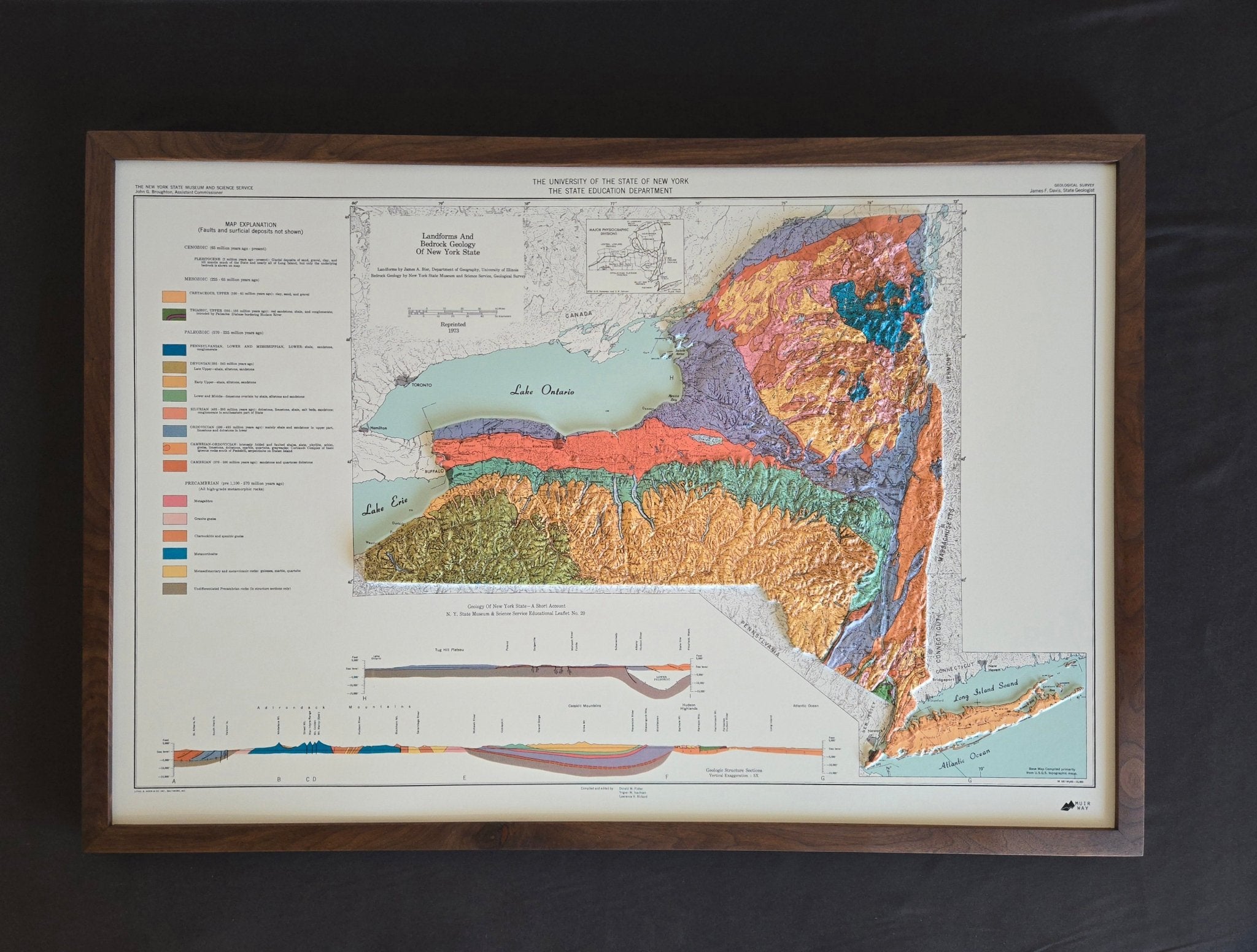 Walnut Frame for 3D Raised Relief Map - Muir Way -