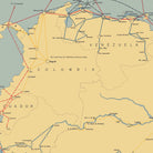 Air Lines in South America with Avianca Routes 1943 - Muir Way - Vintage Map
