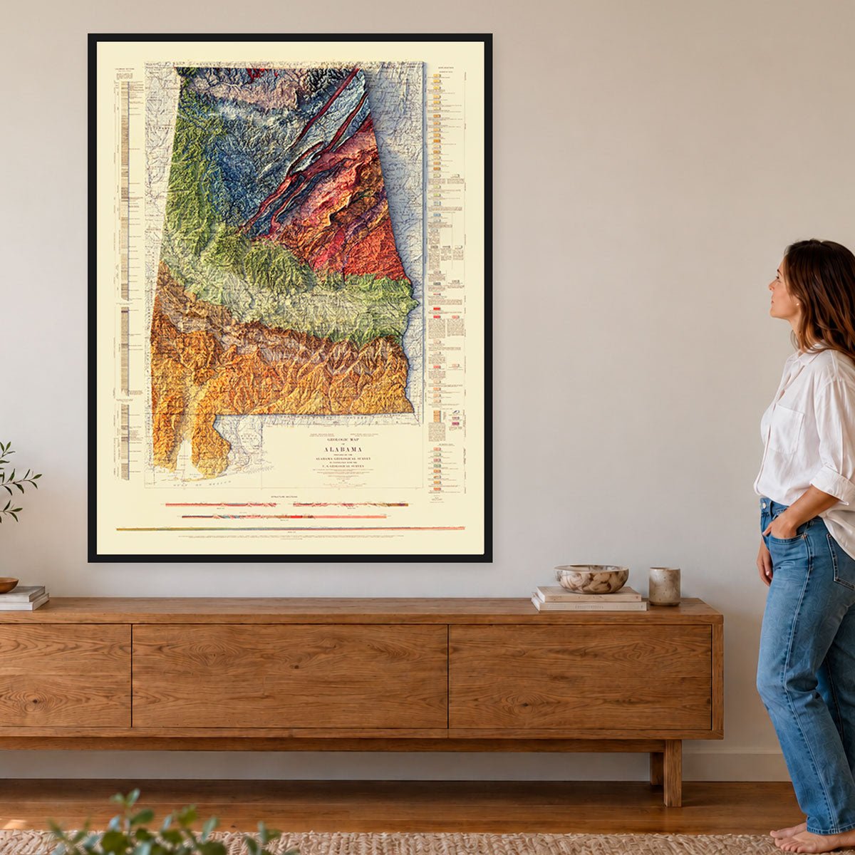 Alabama Geological 1926 Shaded Relief Map – XL Canvas - Muir Way - XL Canvas