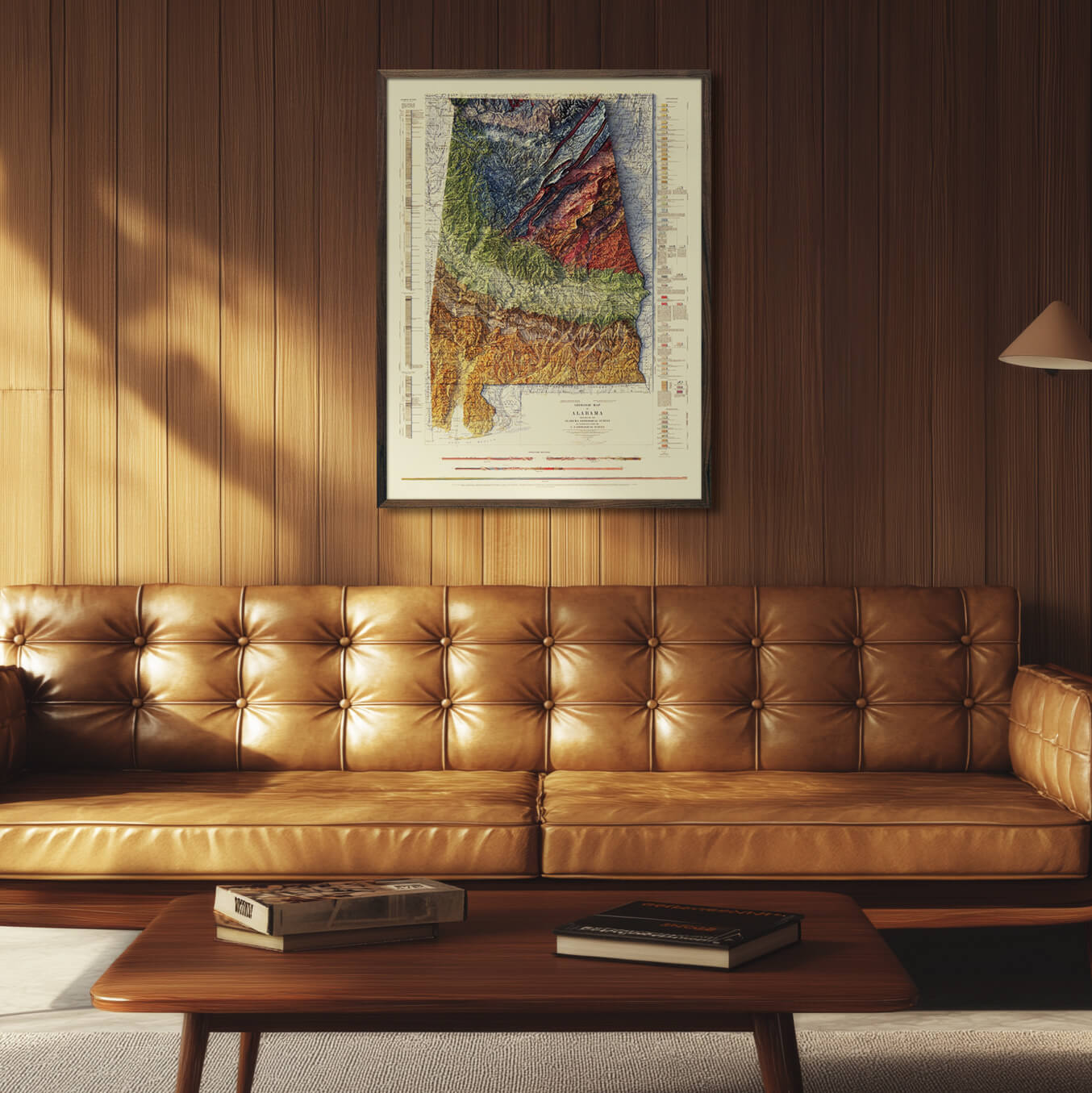 Alabama Geological 1926 Shaded Relief Map - Muir Way - Vintage Relief