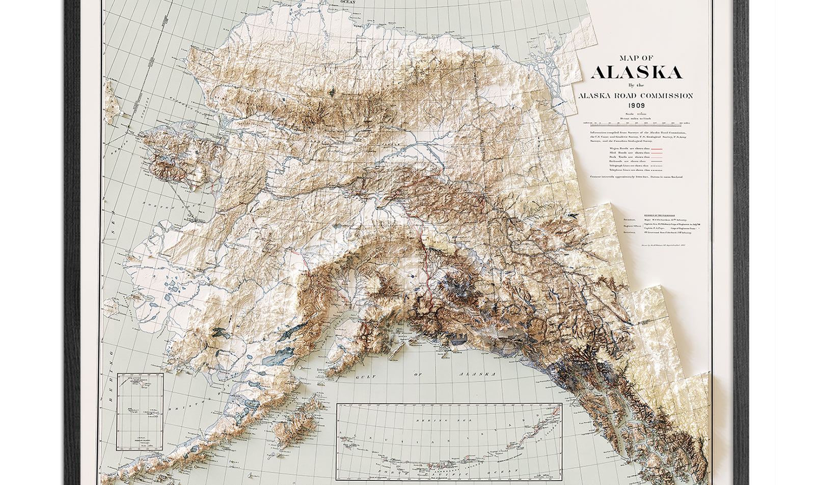 Vintage Alaska Relief Map - 1909