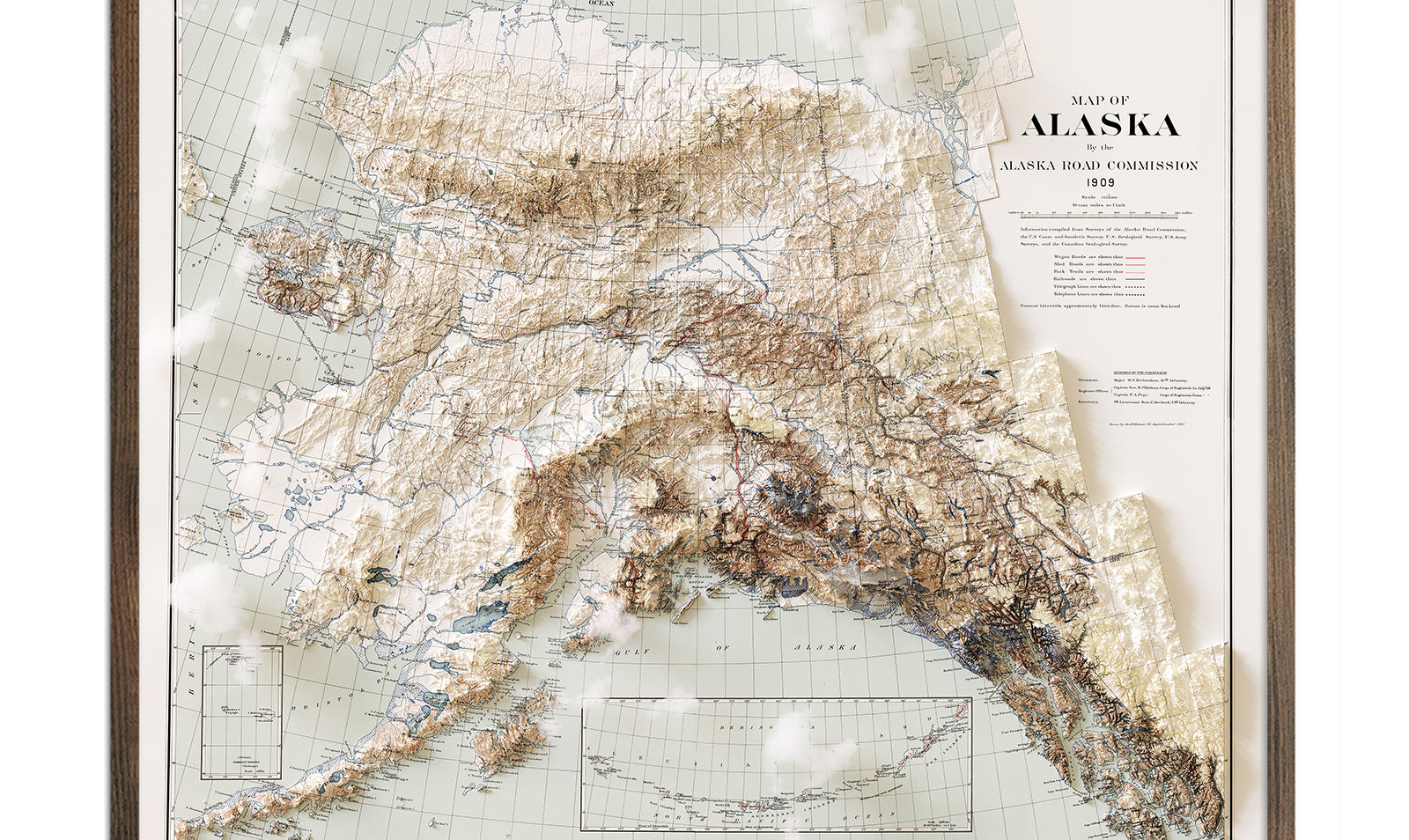 Vintage Alaska Relief Map - 1909