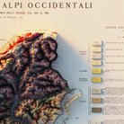 Alpi Occidentali 1908 Shaded Relief Map - Muir Way - Vintage Relief