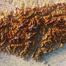 Alps 1965 Shaded Relief Map - Muir Way - Vintage Relief
