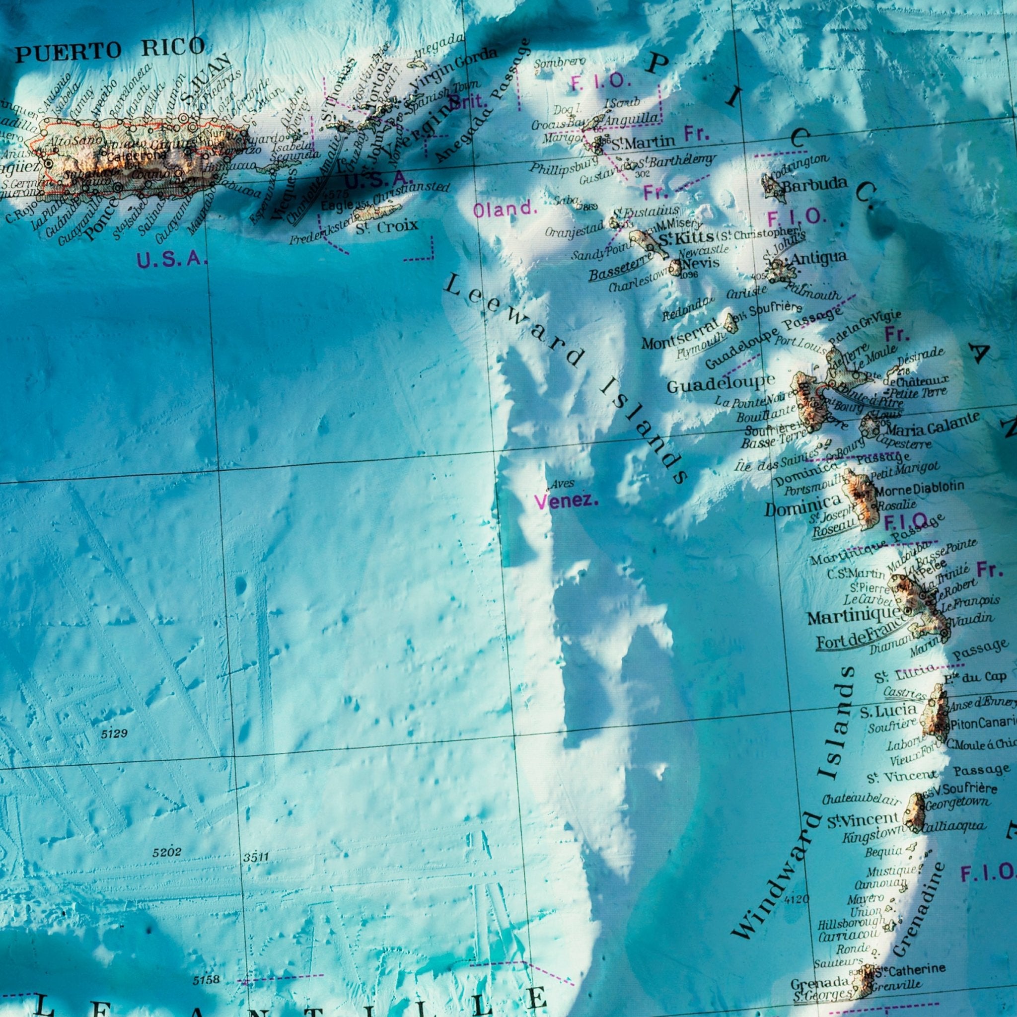 Central America 1952 Shaded Relief Map - Muir Way - Vintage Relief