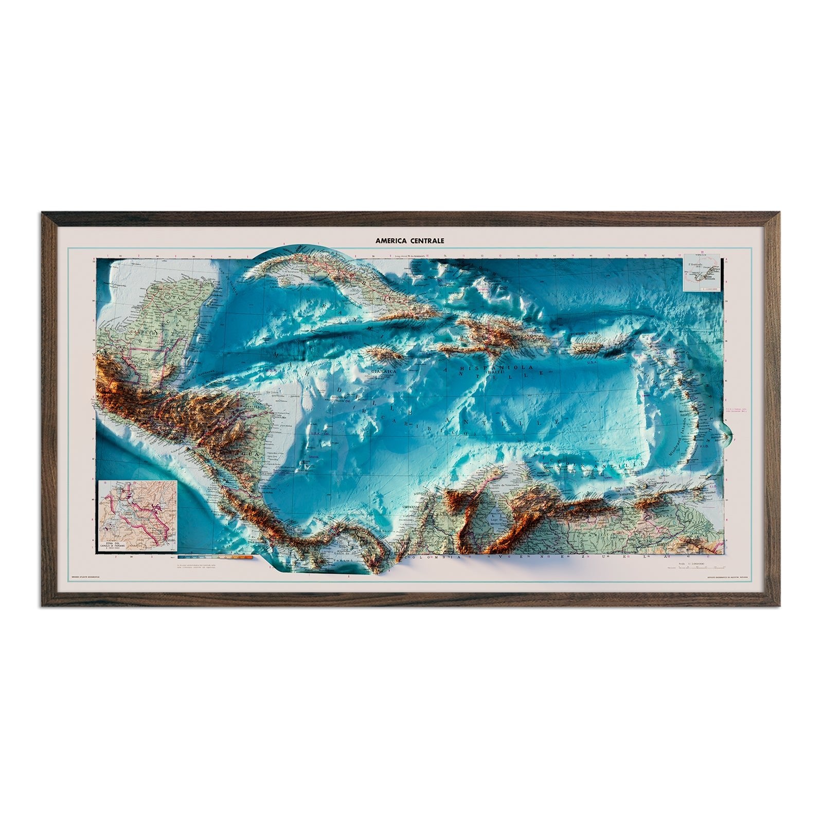 Central America 1952 Shaded Relief Map - Muir Way - Vintage Relief