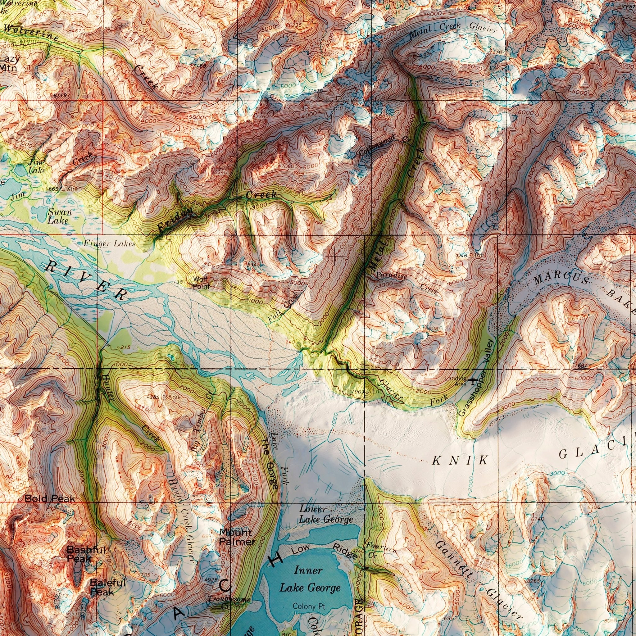 Anchorage, Alaska 1979 Shaded Relief Map - Muir Way - Vintage Relief