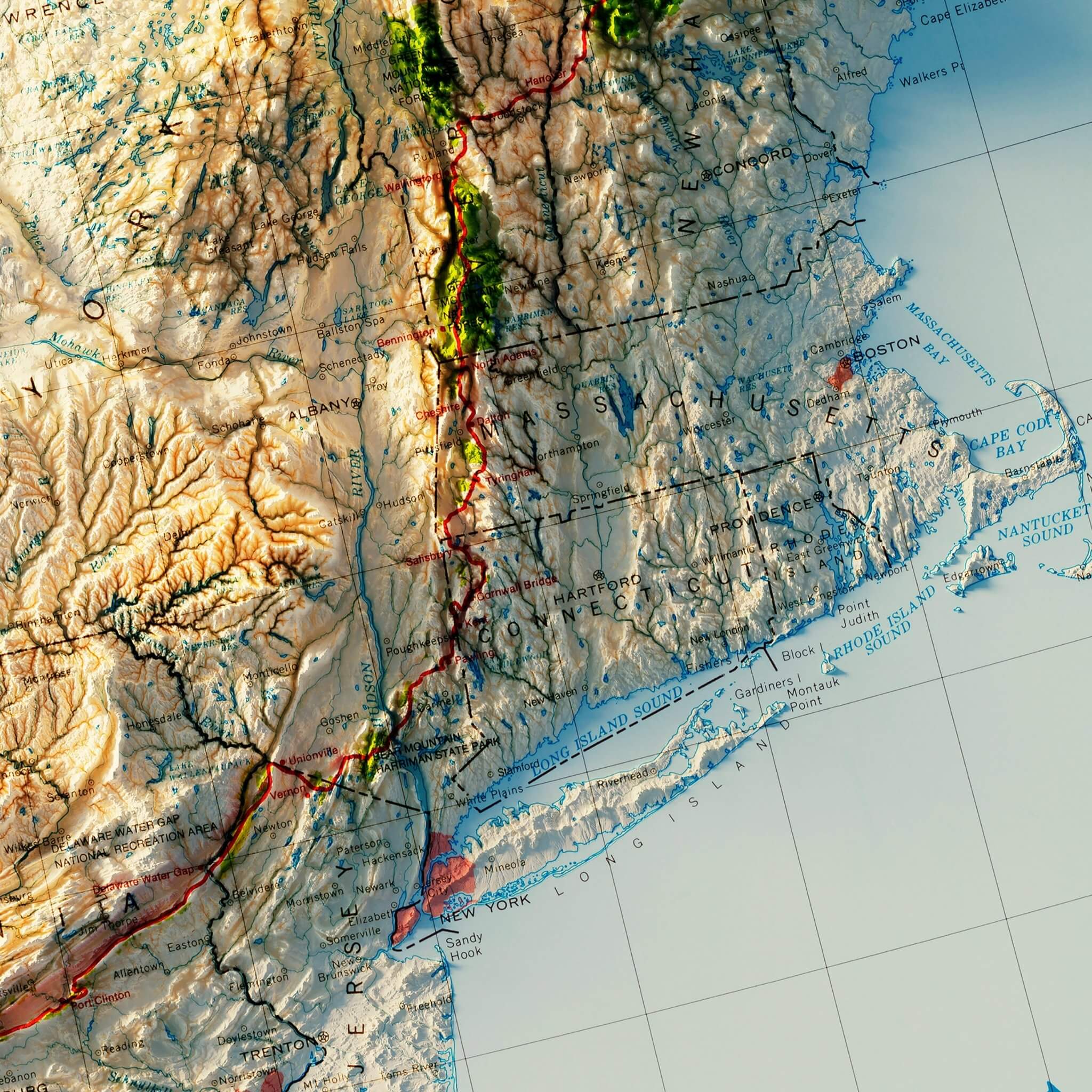 Appalachian Trail 1981 Shaded Relief Map - Muir Way - Vintage Relief