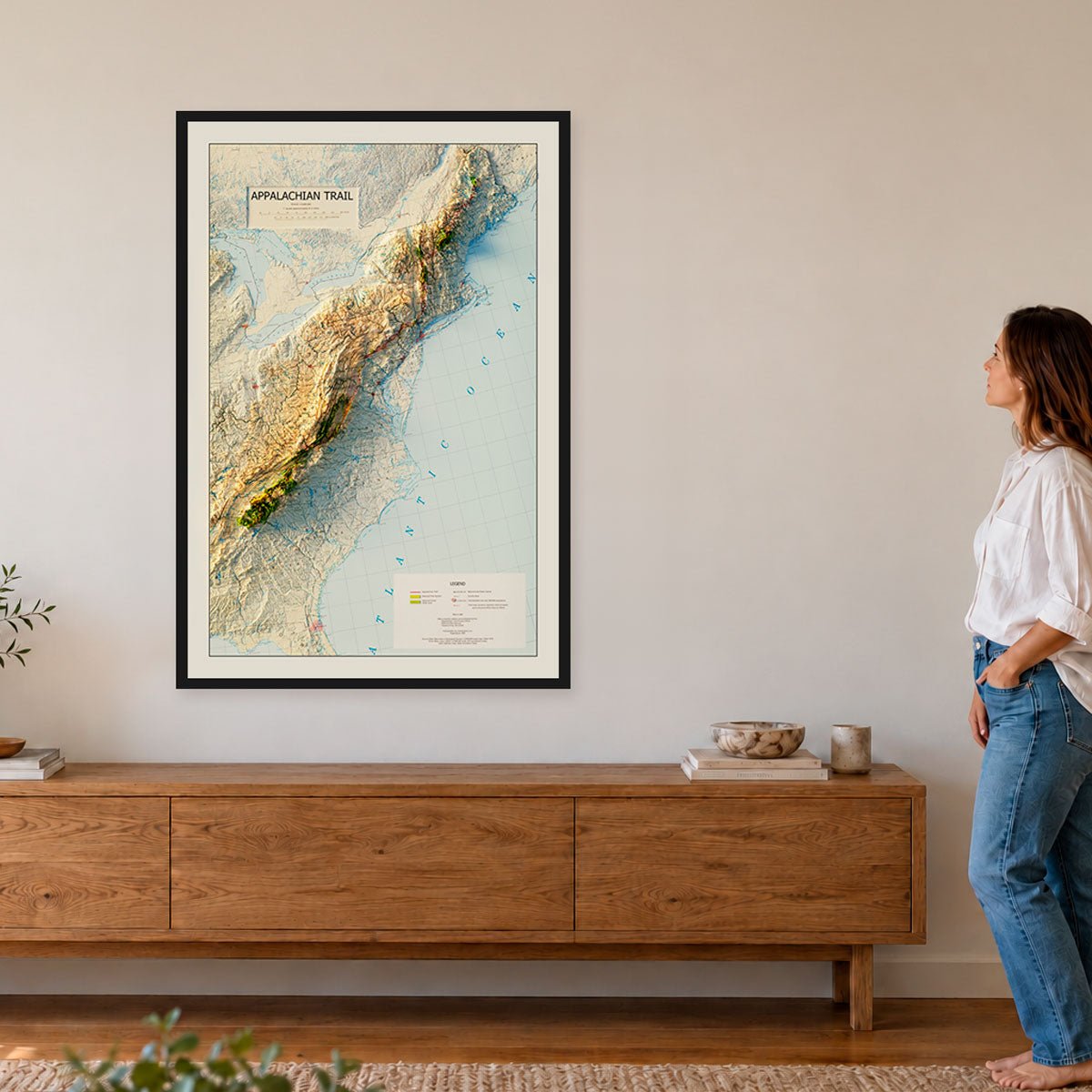 Appalachian Trail 1981 Shaded Relief Map – XL Canvas - Muir Way - XL Canvas
