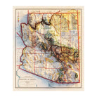 Arizona 1903 Shaded Relief Map - Muir Way - Vintage Relief