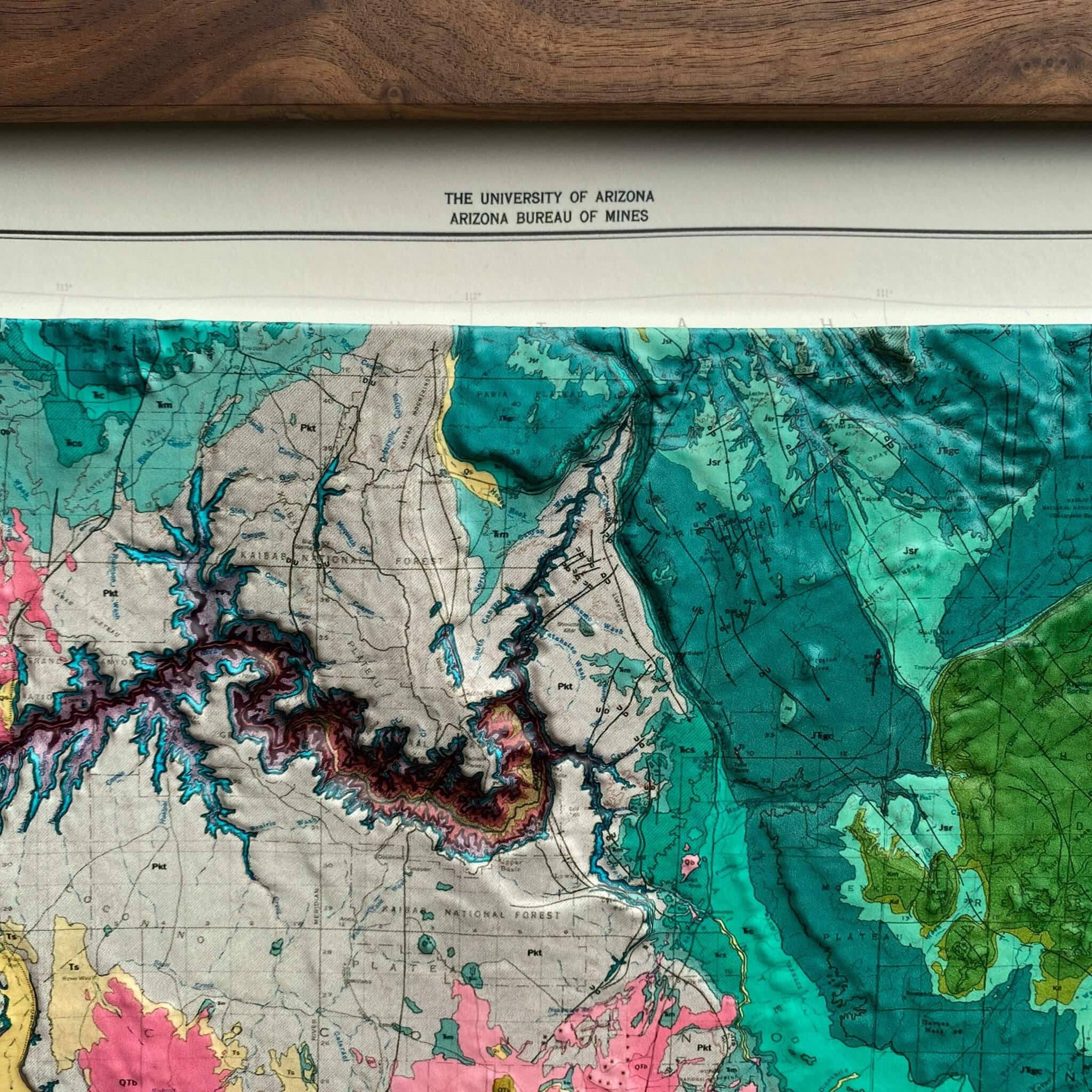 Arizona 1969 3D Raised Relief Map - Muir Way - 3D