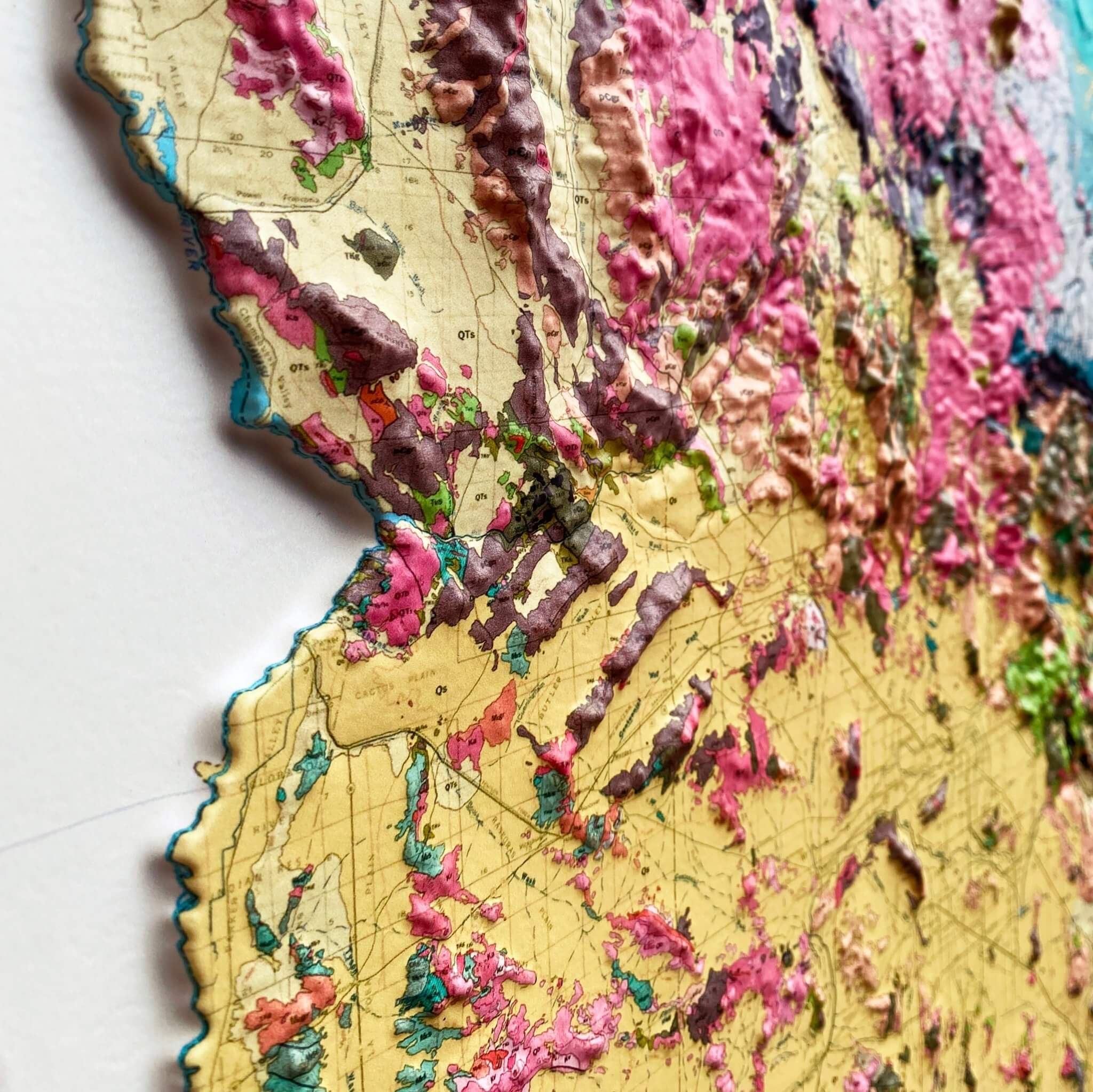 Arizona 1969 3D Raised Relief Map - Muir Way - 3D