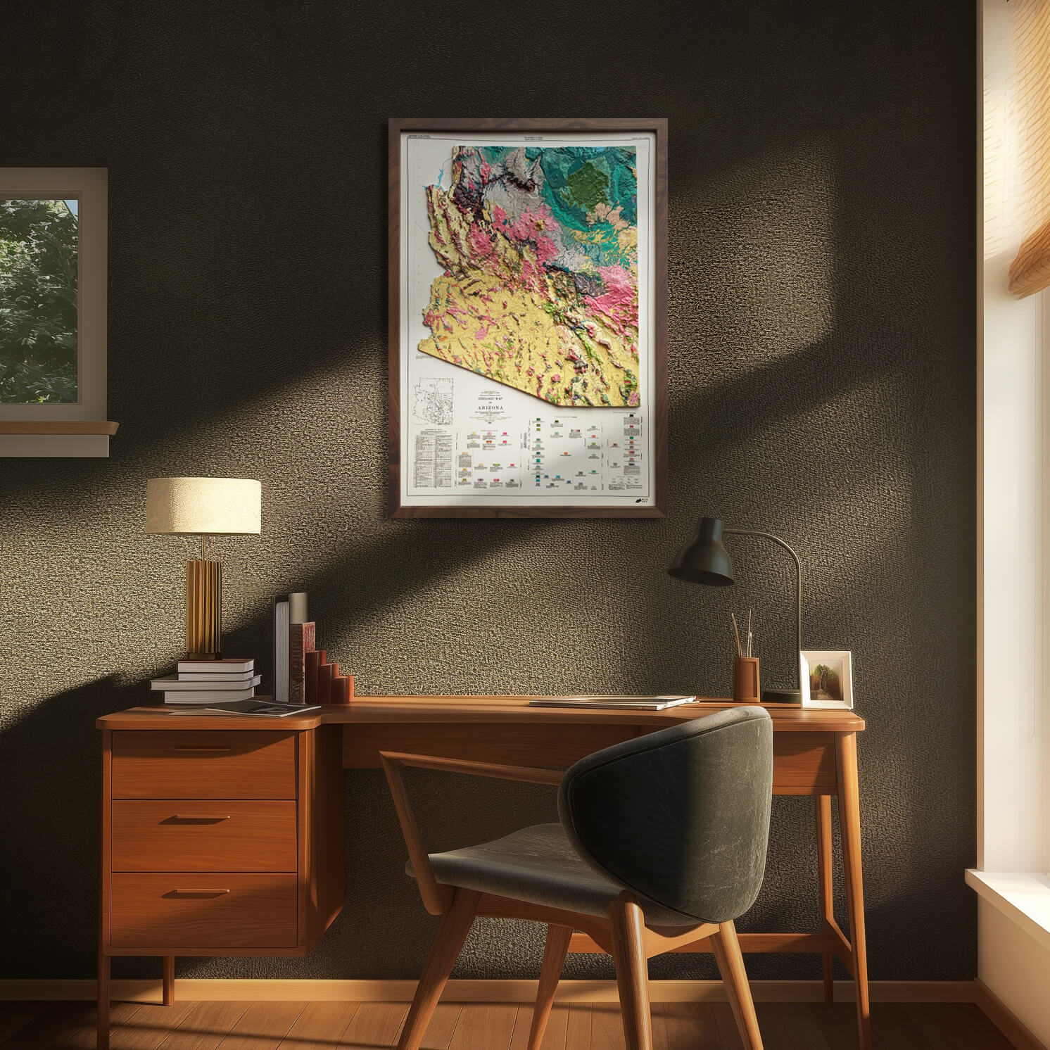 Arizona 1969 3D Raised Relief Map - Muir Way - 3D