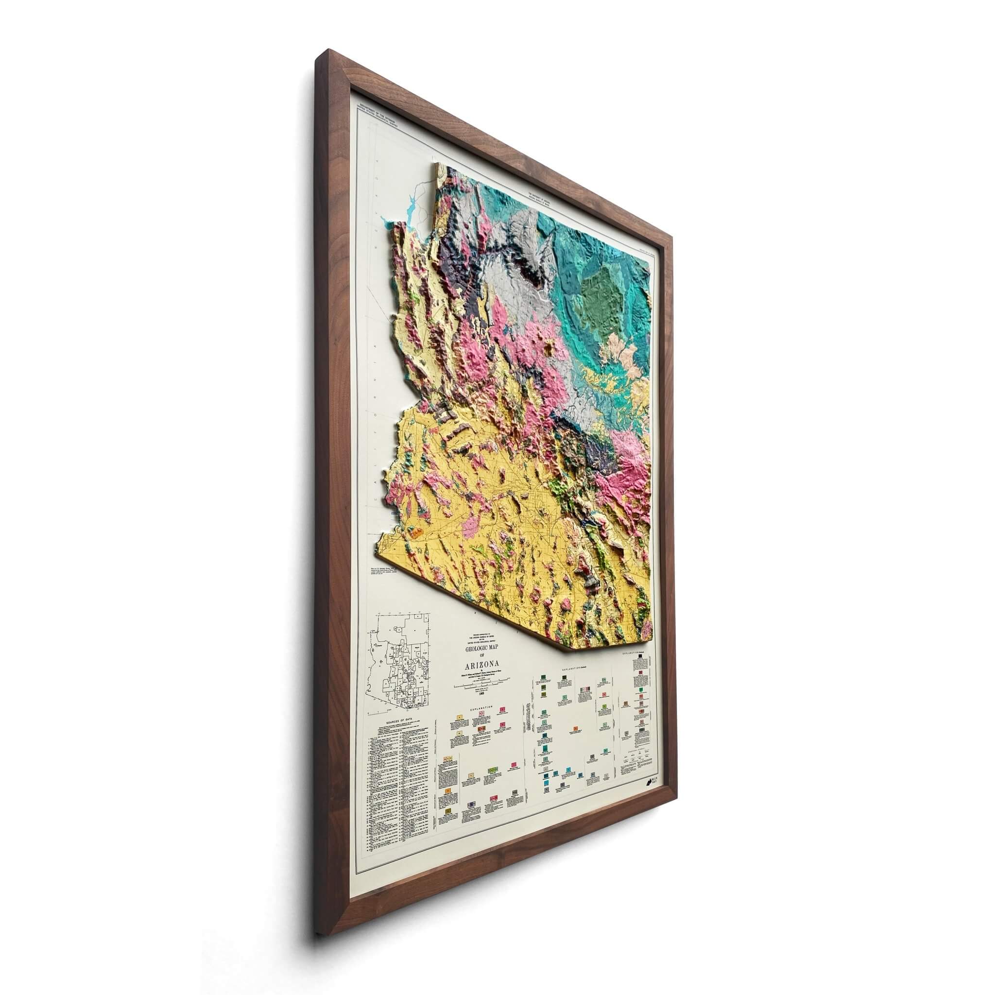 Arizona 1969 3D Raised Relief Map - Muir Way - 3D