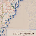 Arkansas 1990 Shaded Relief Map - Muir Way - Vintage Relief