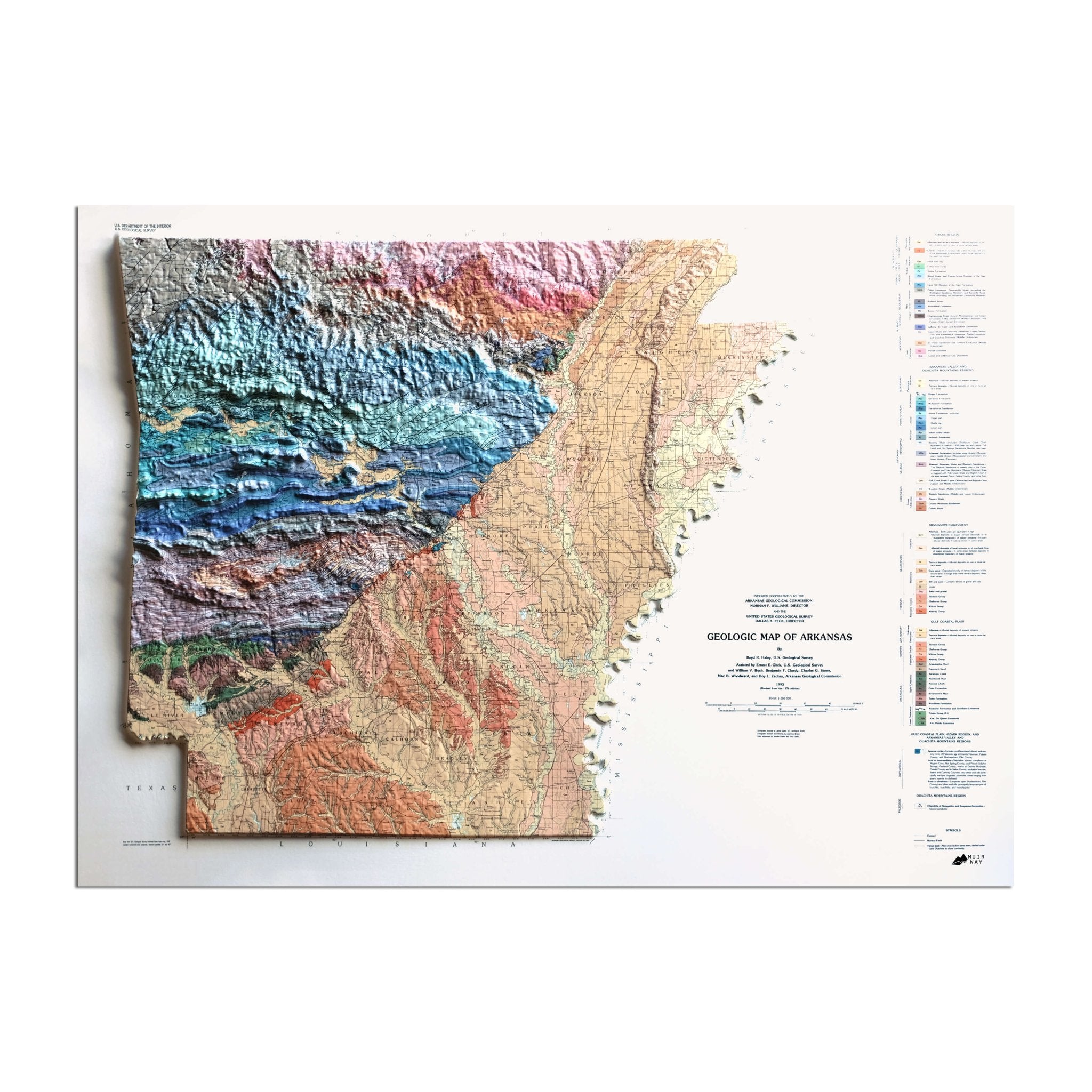 Arkansas 1993 3D Raised Relief Map - Muir Way - 3D