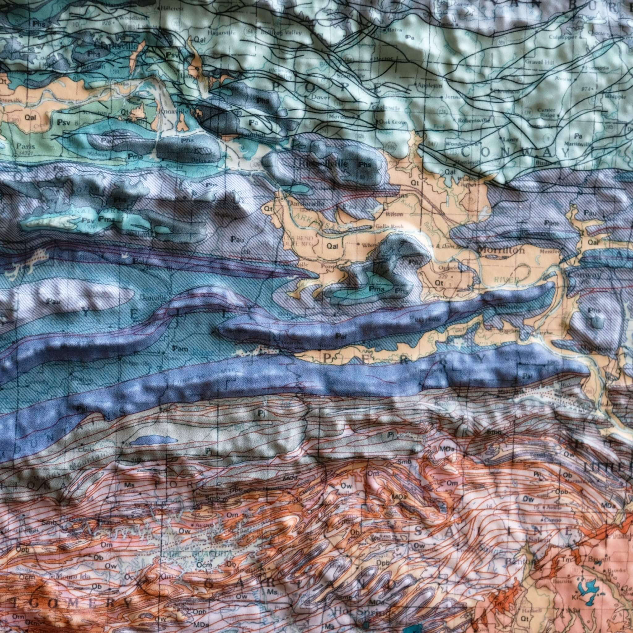 Arkansas 1993 3D Raised Relief Map - Muir Way - 3D