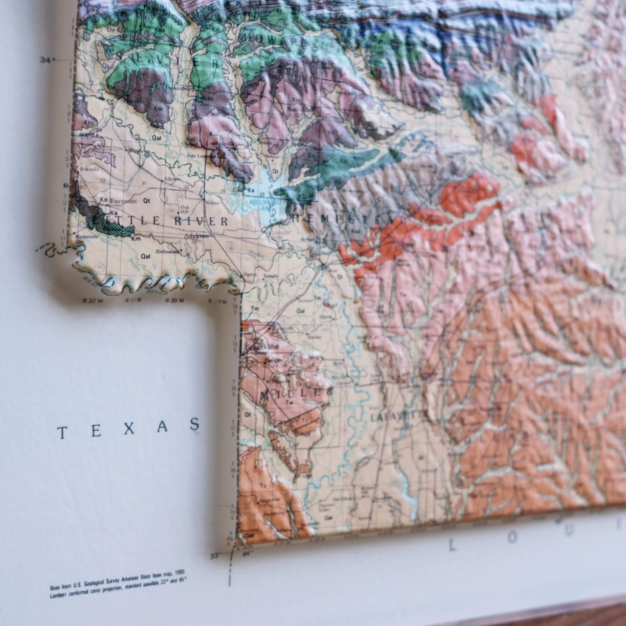 Arkansas 1993 3D Raised Relief Map - Muir Way - 3D