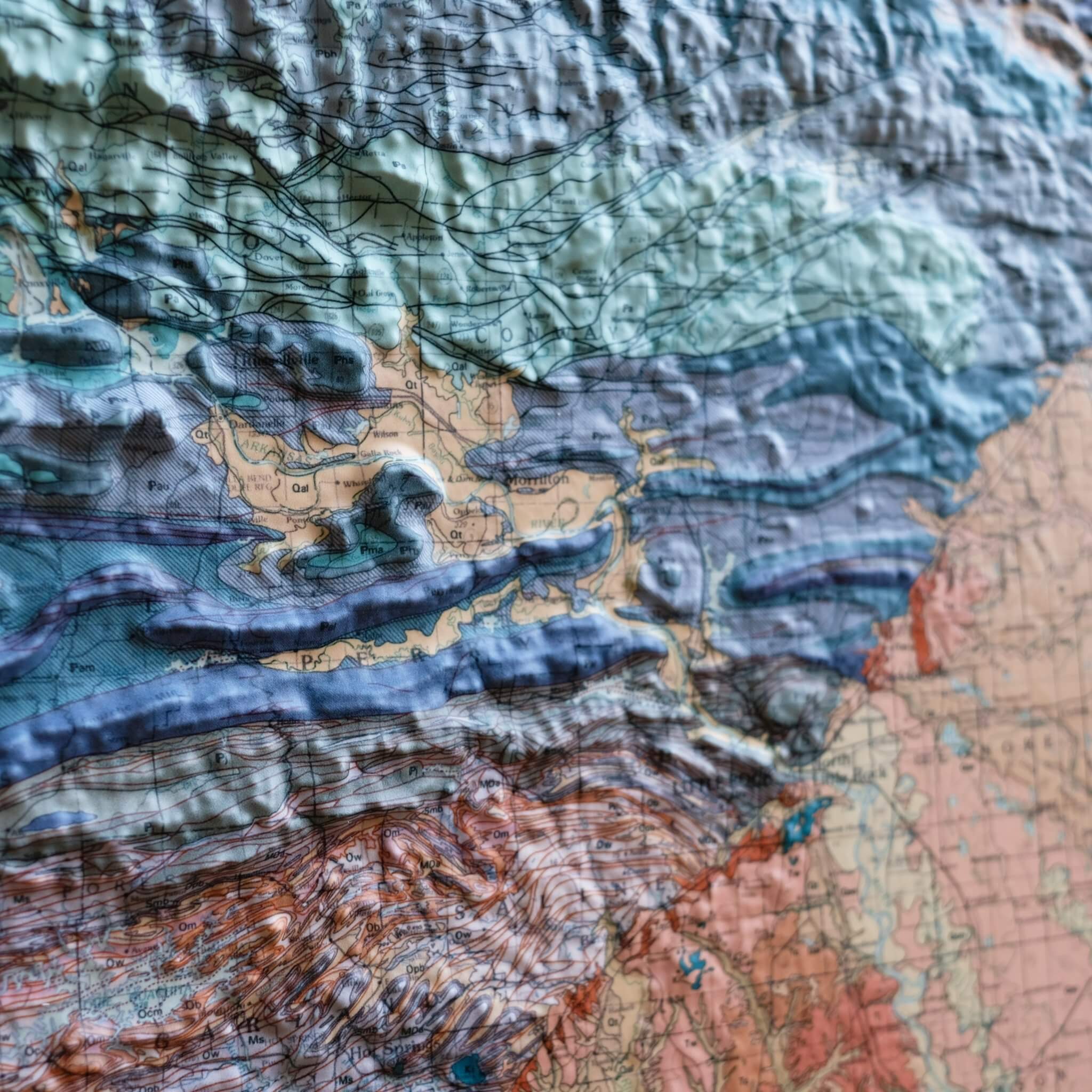 Arkansas 1993 3D Raised Relief Map - Muir Way - 3D