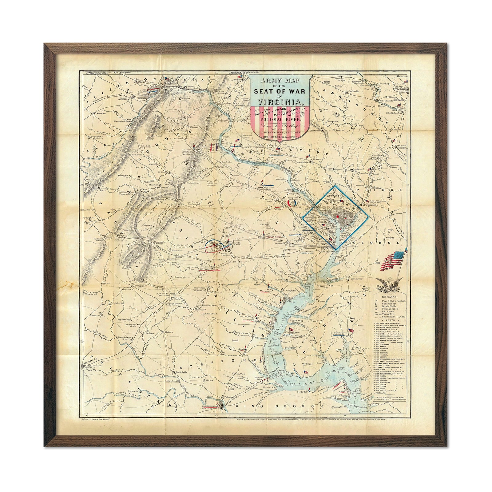 Army Map of the Seat of War in Virginia - Muir Way - Vintage Map
