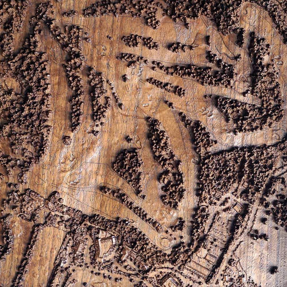 Augusta National, Georgia – 3D Wood - Carved Map - Muir Way - Custom
