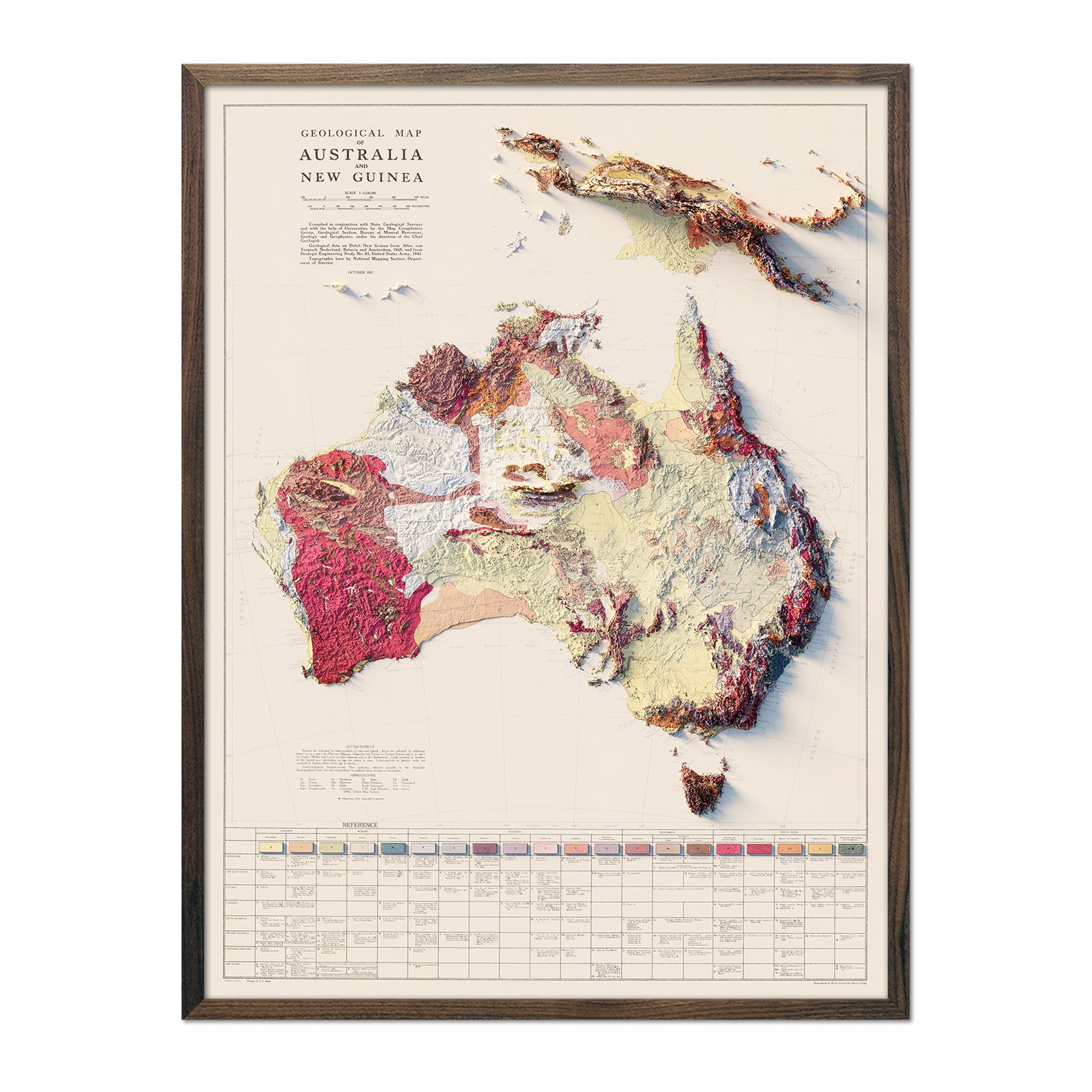 Australia 1952 Shaded Relief Map - Muir Way - Vintage Relief