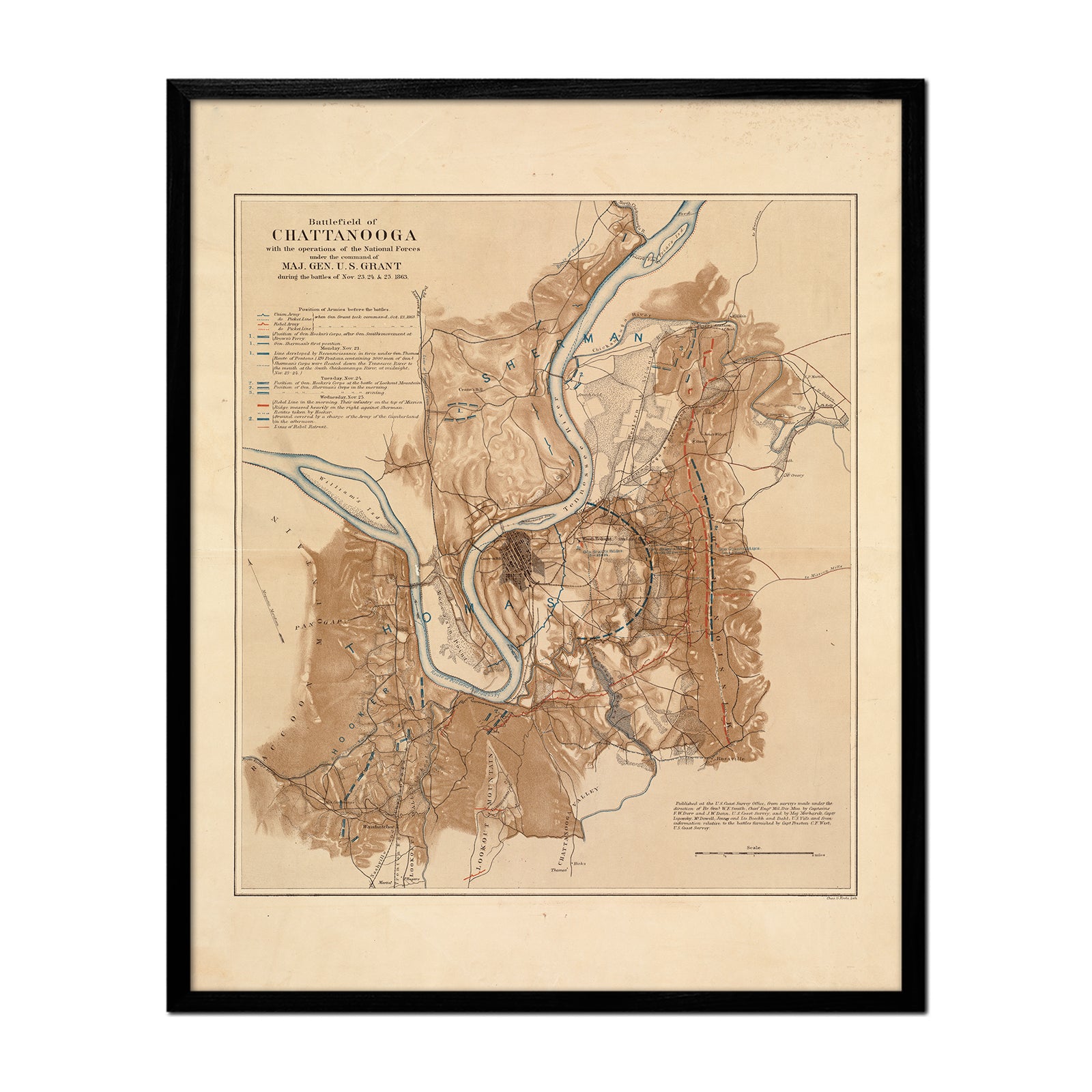 Battlefield of Chattanooga - Muir Way - Vintage Map