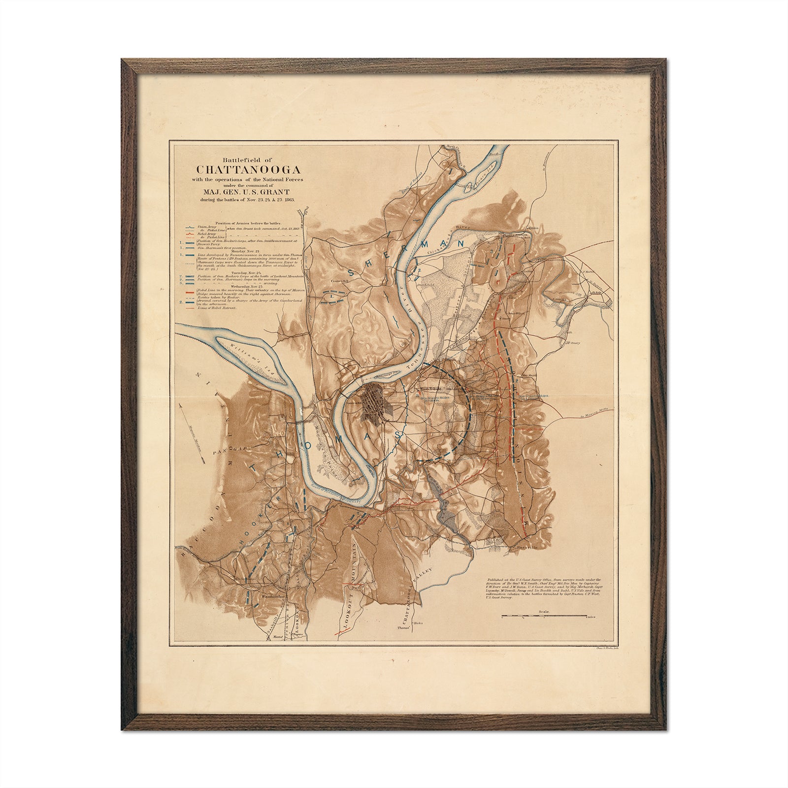 Battlefield of Chattanooga - Muir Way - Vintage Map