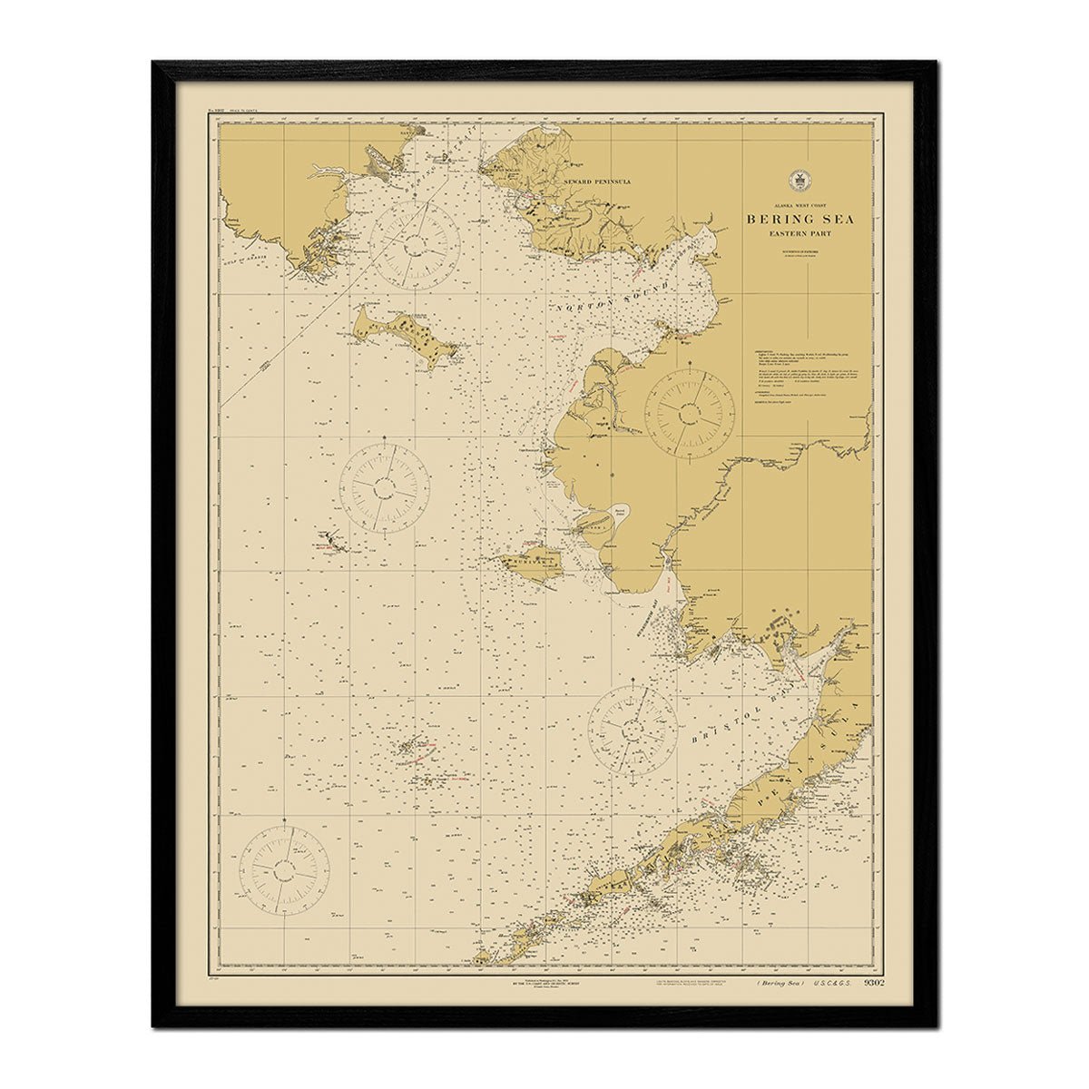Bering Sea - Eastern Part Nautical Chart 1923 - Muir Way - Vintage Map