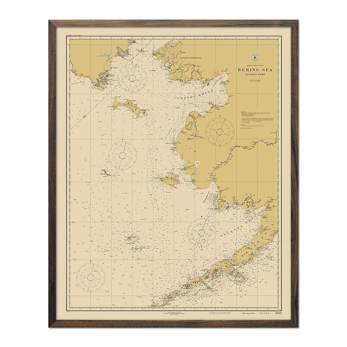 Bering Sea - Eastern Part Nautical Chart 1923 - Muir Way - Vintage Map
