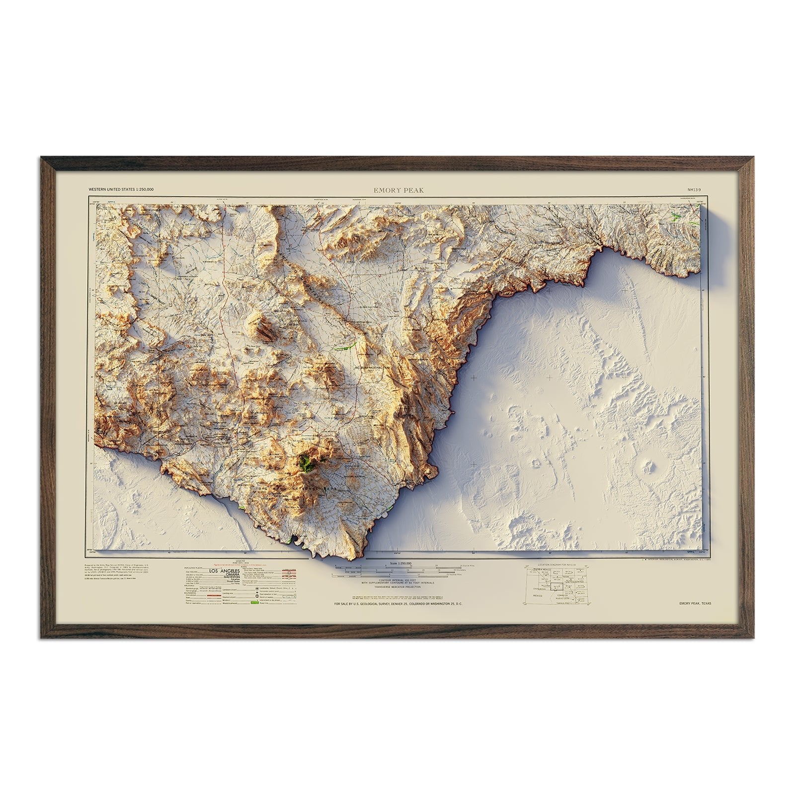 Big Bend 1965 Shaded Relief Map - Muir Way - Vintage Relief