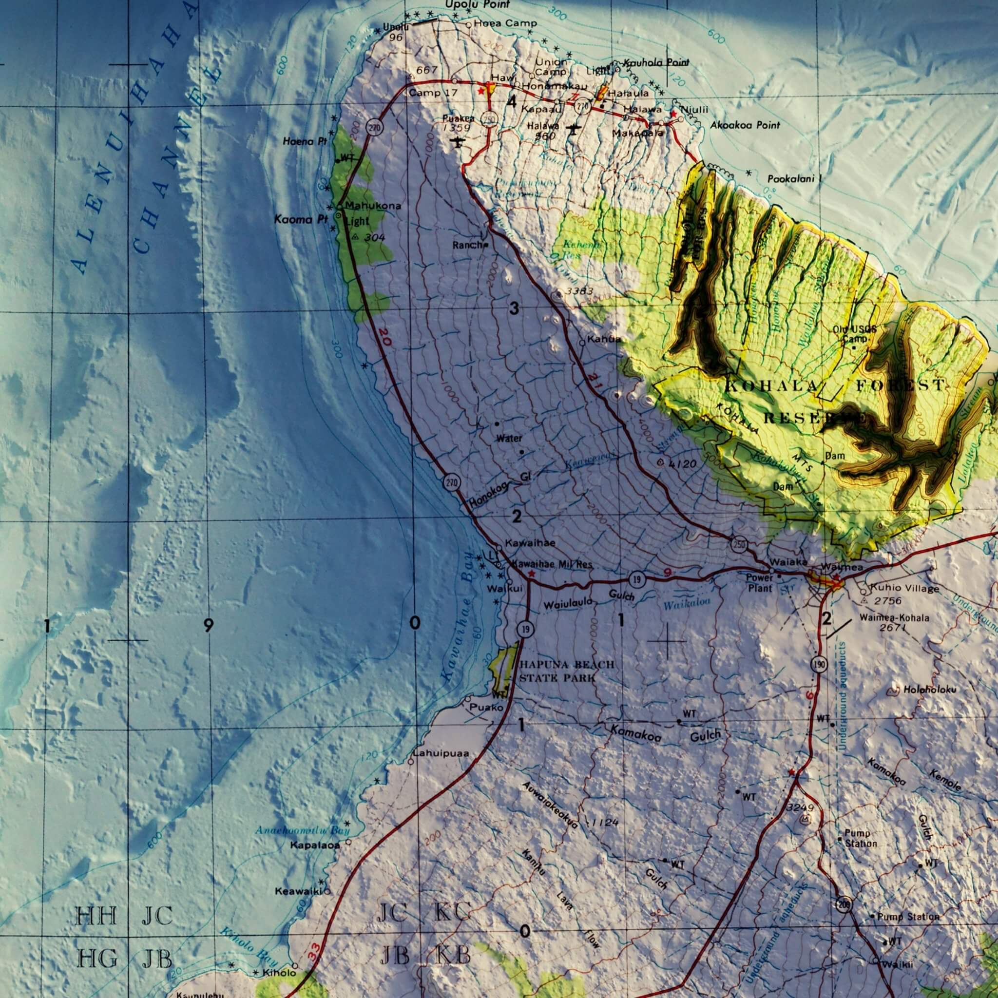 Big Island, Hawaii 1975 Shaded Relief Map - Muir Way - Vintage Relief