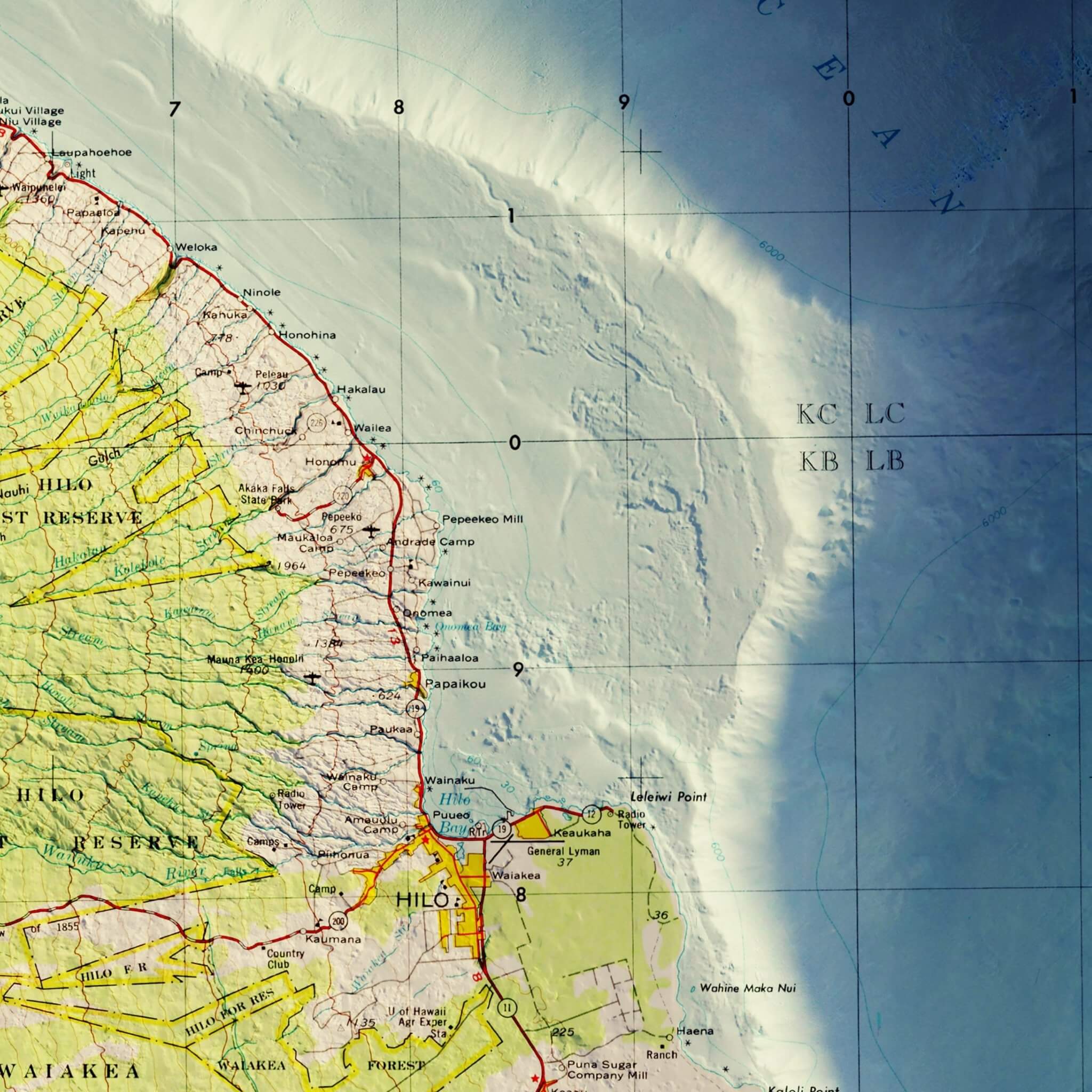 Big Island, Hawaii 1975 Shaded Relief Map - Muir Way - Vintage Relief