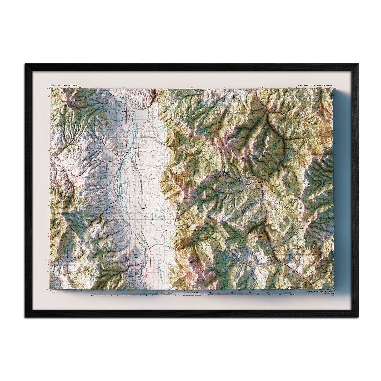 Big Sky, Montana 1989 Shaded Relief Map - Muir Way - Vintage Relief