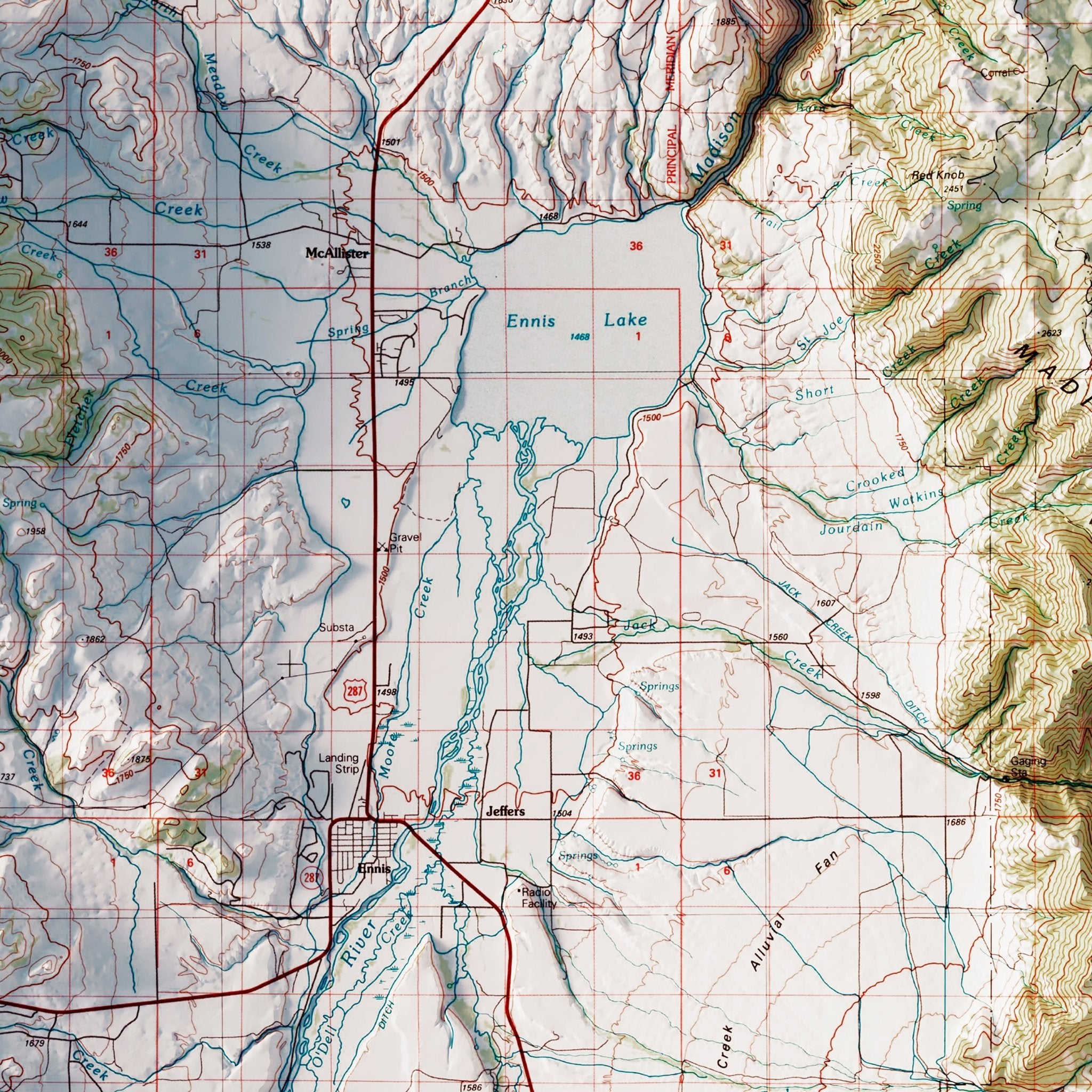 Big Sky, Montana 1989 Shaded Relief Map - Muir Way - Vintage Relief