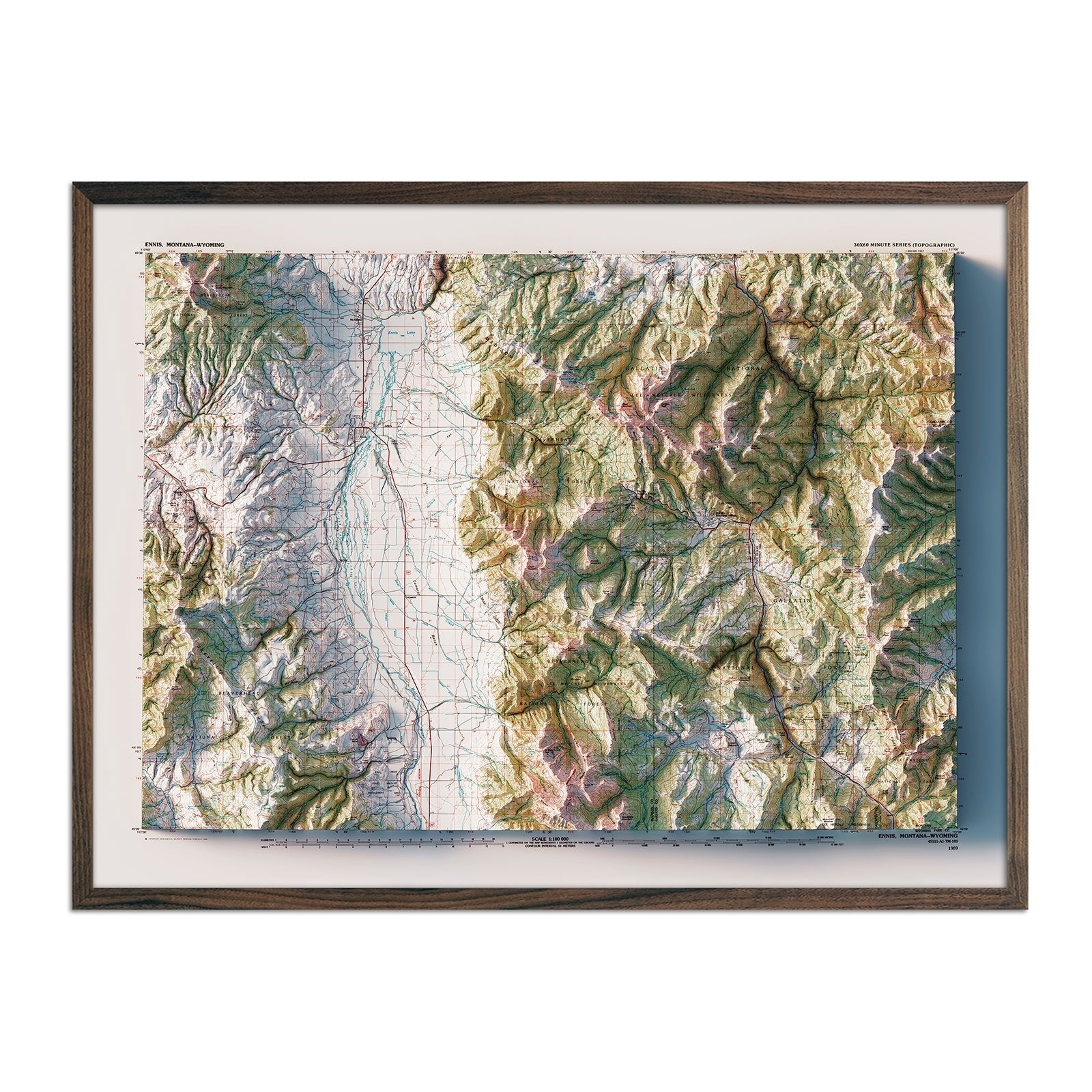 Big Sky, Montana 1989 Shaded Relief Map - Muir Way - Vintage Relief