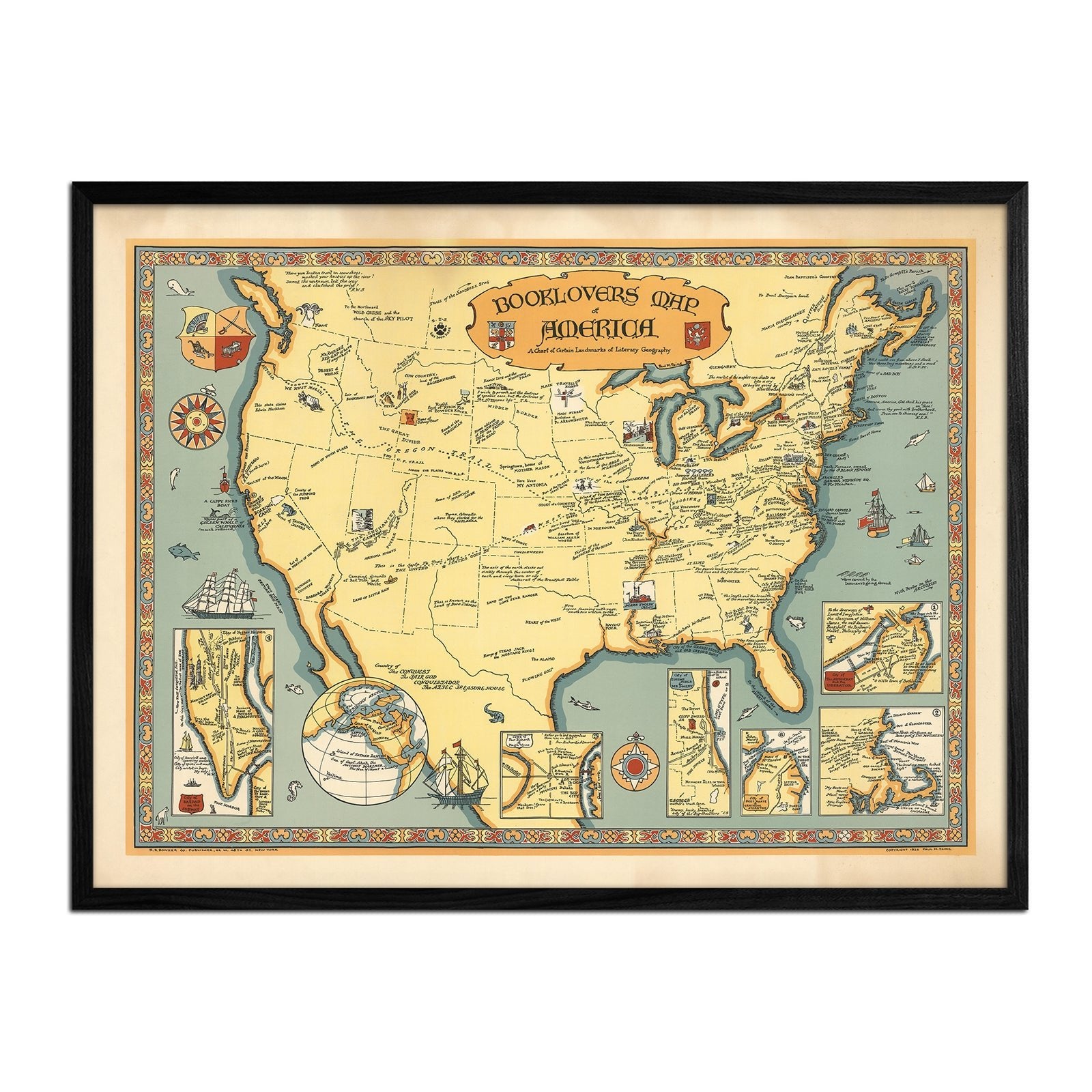 Booklovers Map of America - Muir Way - Vintage Map