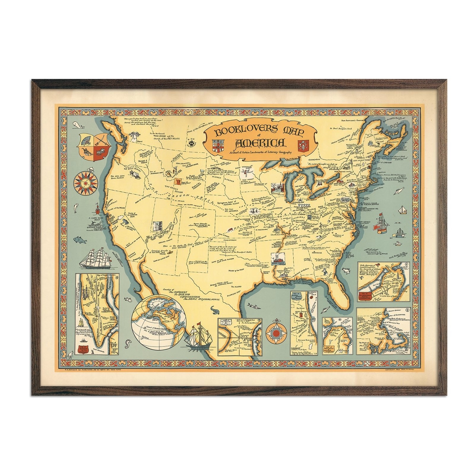 Booklovers Map of America - Muir Way - Vintage Map
