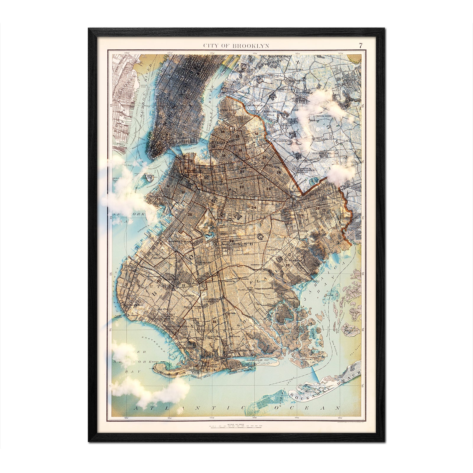 Brooklyn, NY 1895 Shaded Relief Map - Muir Way - Vintage Relief