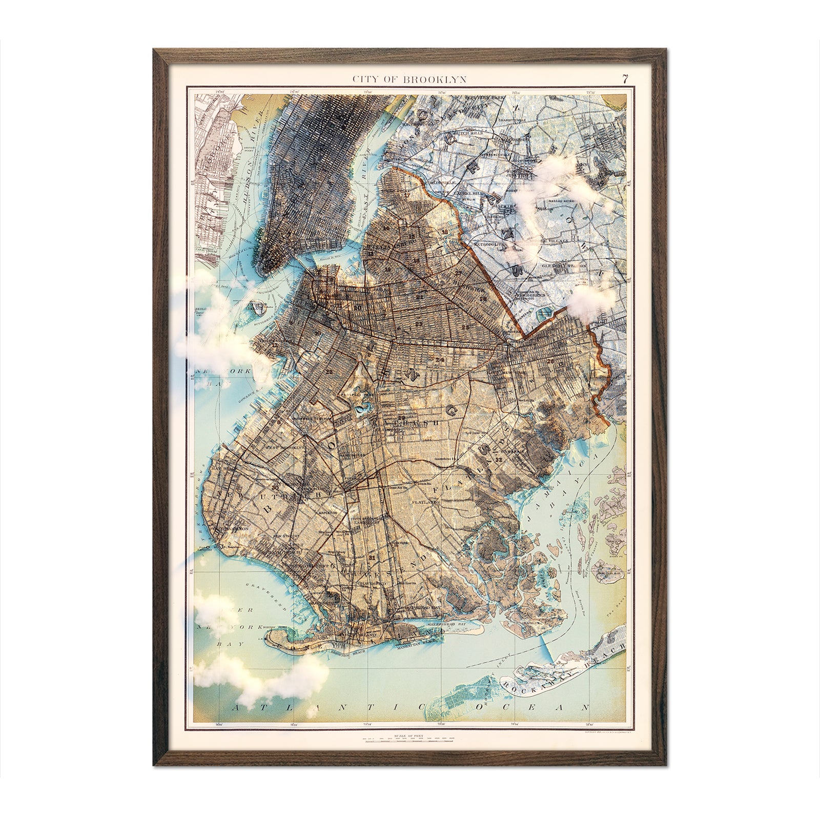 Brooklyn, NY 1895 Shaded Relief Map - Muir Way - Vintage Relief