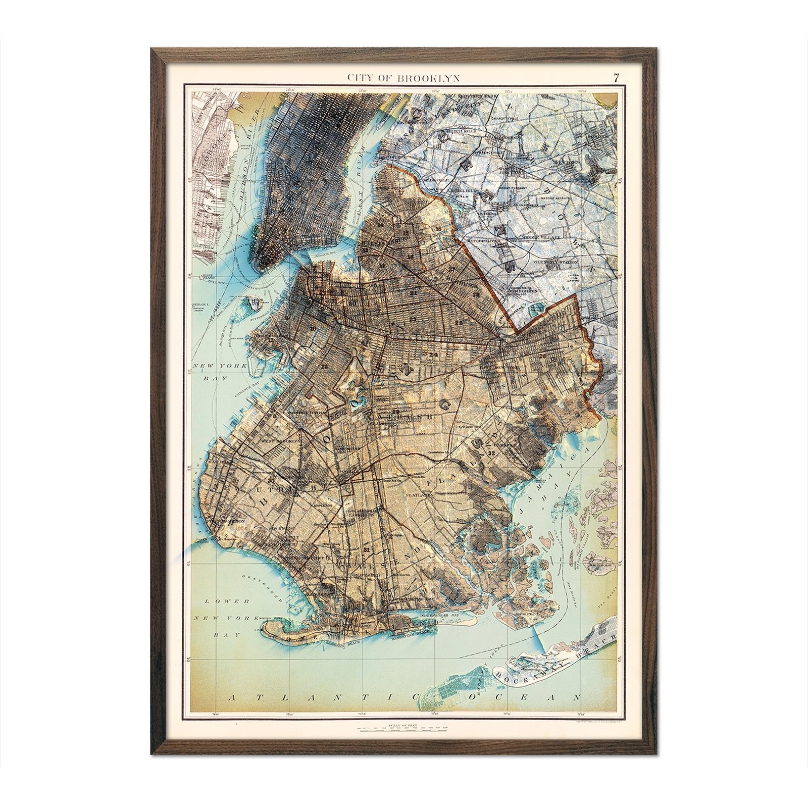 Brooklyn, NY 1895 Shaded Relief Map - Muir Way - Vintage Relief
