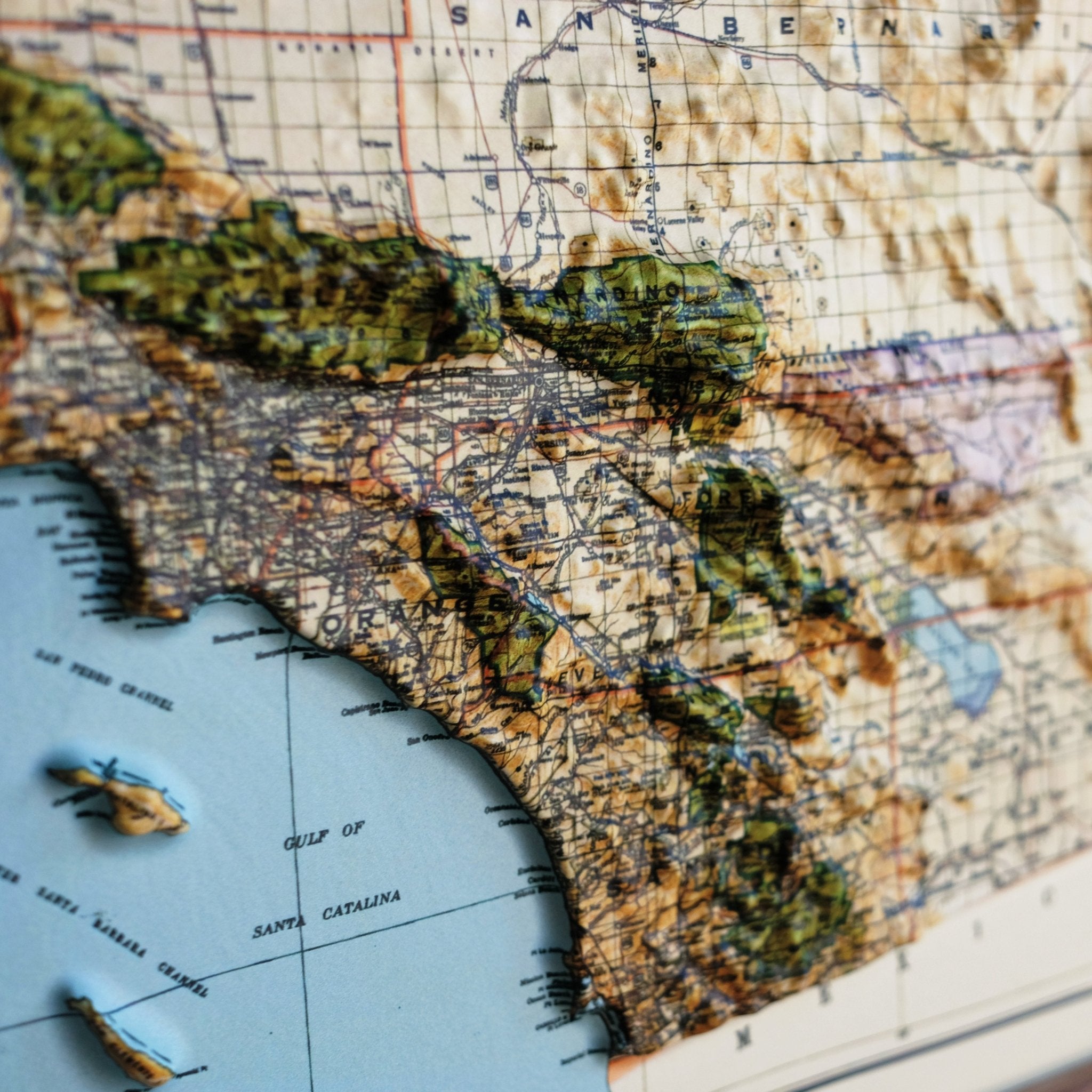 California 1944 3D Raised Relief Map - Muir Way - 3D
