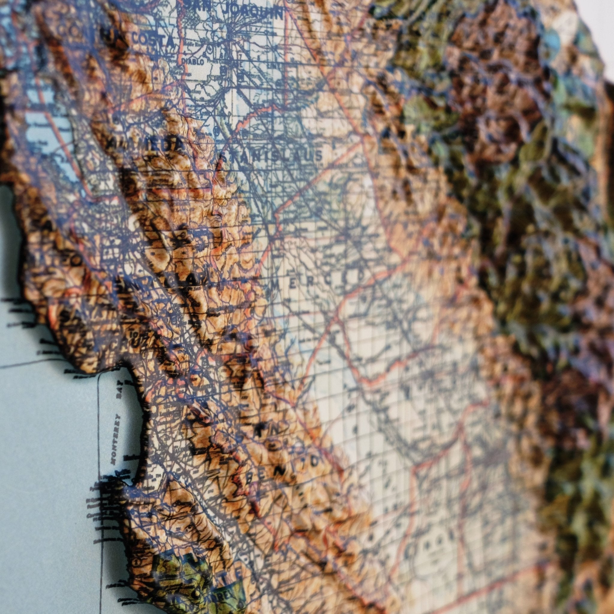 California 1944 3D Raised Relief Map - Muir Way - 3D