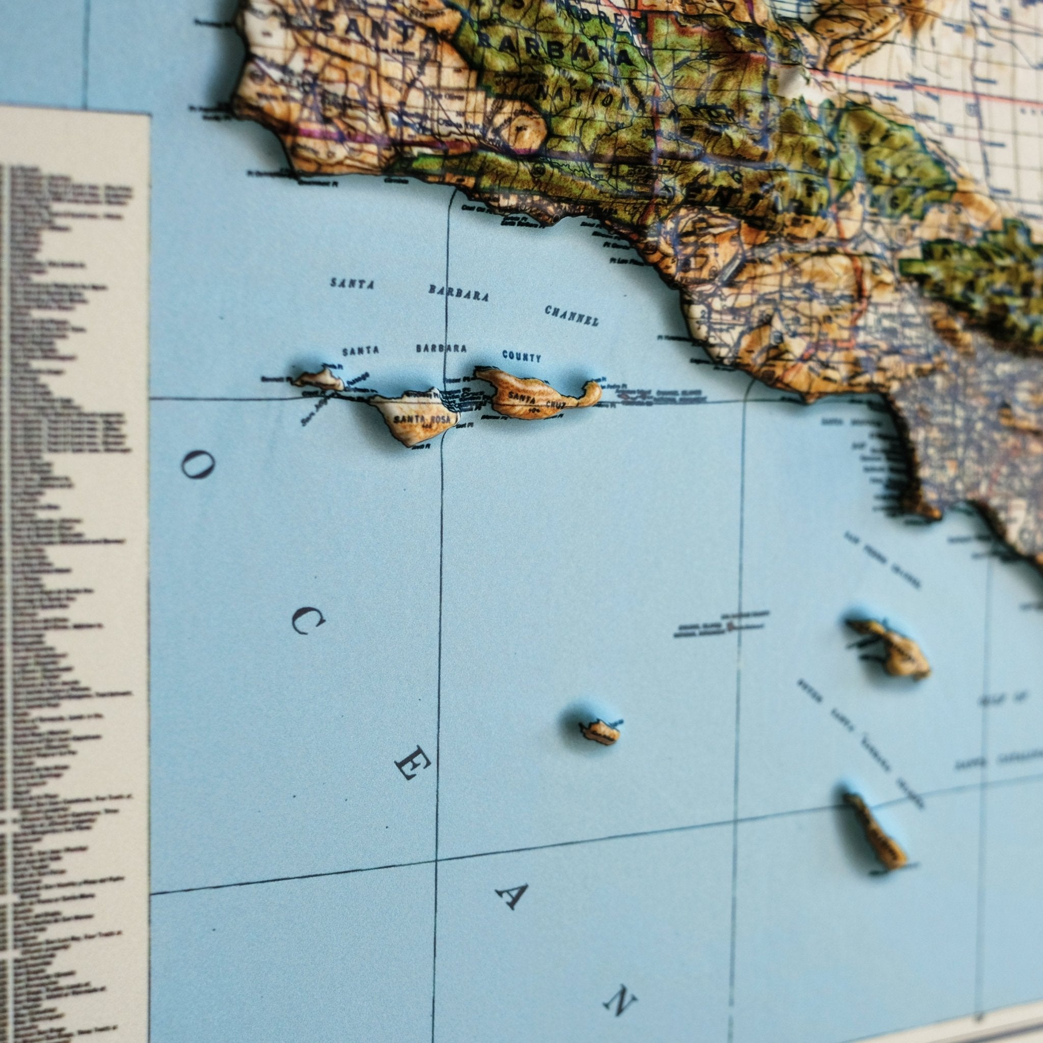 California 1944 3D Raised Relief Map - Muir Way - 3D