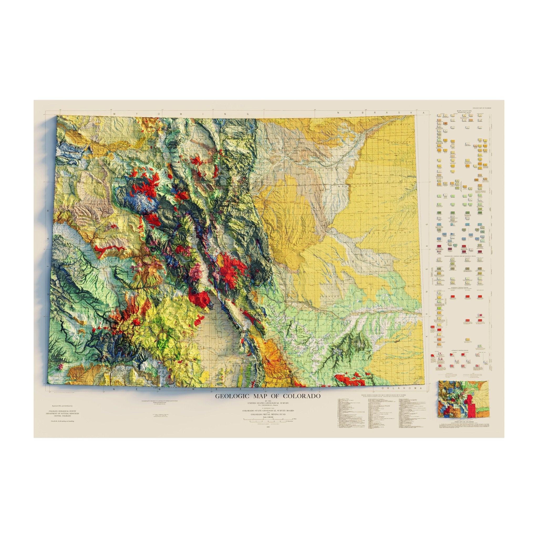 Colorado 1935 Shaded Relief Map - Muir Way - Vintage Relief