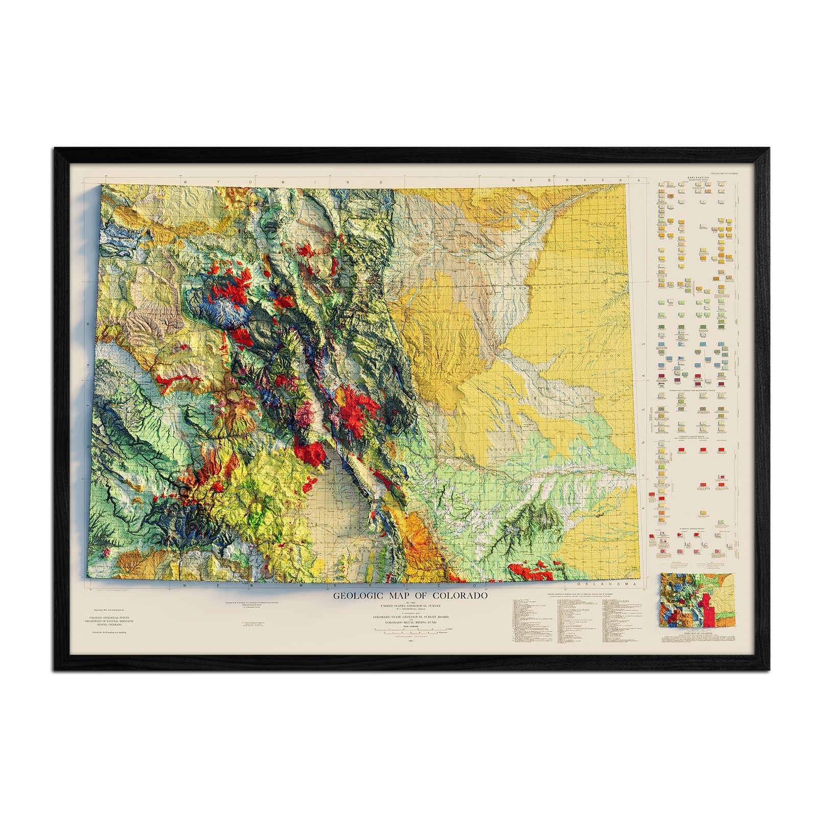 Colorado 1935 Shaded Relief Map - Muir Way - Vintage Relief