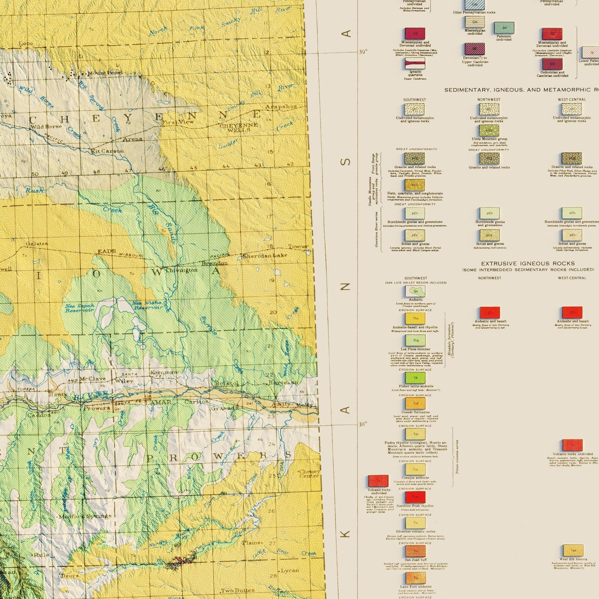 Colorado 1935 Shaded Relief Map - Muir Way - Vintage Relief