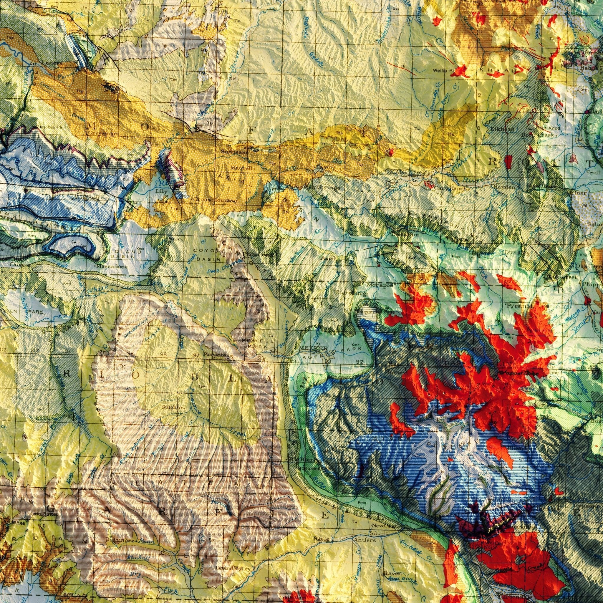Colorado 1935 Shaded Relief Map - Muir Way - Vintage Relief
